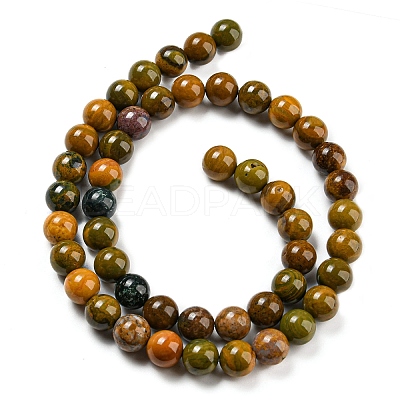 Natural Ocean Jasper Beads Strands G-P503-8MM-07-1