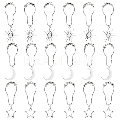 18Pcs 3 Style Universe Theme Iron Shower Curtain Rings for Bathroom HJEW-OC0001-24-1