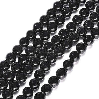 Synthetic Black Stone Beads Strands GSR12mmC044-1