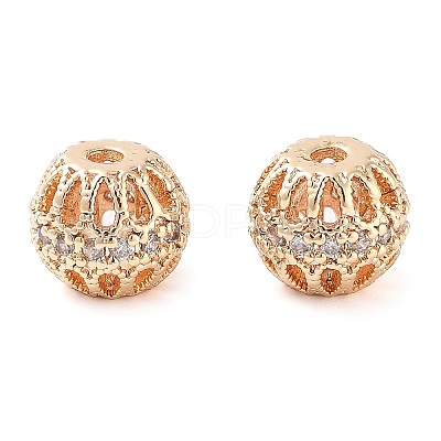 Brass Micro Pave Clear Cubic Zirconia Beads KK-U028-23G-1