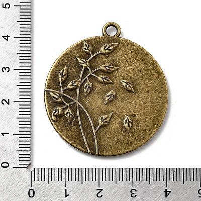 Tibetan Alloy Carved Leaf Pendant Cabochon Bezel Settings X-TIBEP-M018-86AB-NF-1