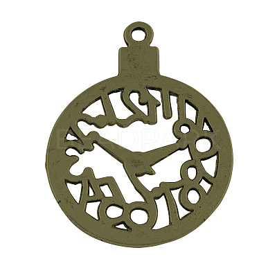 Alloy Clock Pendants TIBEP-24057-AB-NR-1