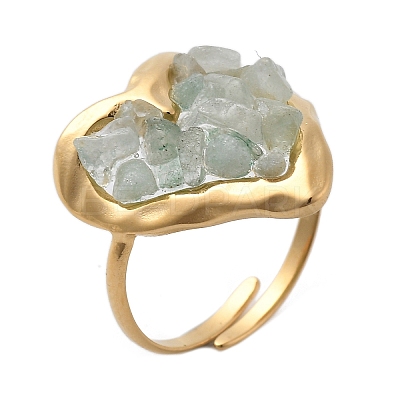 Heart Natural Green Aventurine Finger Rings STAS-Z112-10G-02-1