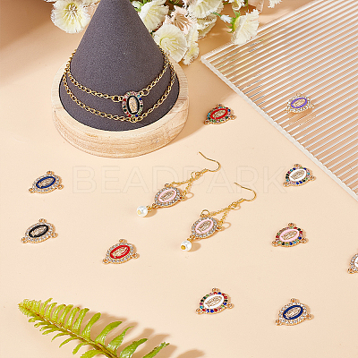 48Pcs 12 Colors Alloy Enamel Chandelier Components Links ENAM-OC0001-13-1