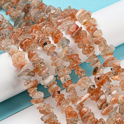 Natural Arusha Sunstone Chip Beads Strands X-G-G905-13-1
