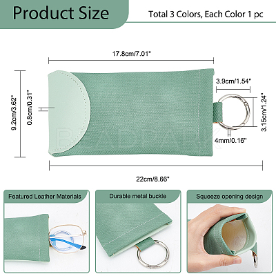 AHADEMAKER 3Pcs 3 Colors PU Imitation Slip-in Leather Glasses Case AJEW-GA0005-25-1