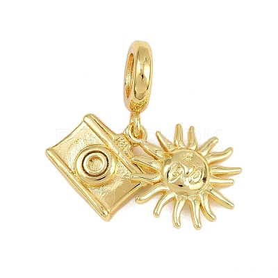 Brass Sun Camera European Dangle Charms KK-I352-32G-1