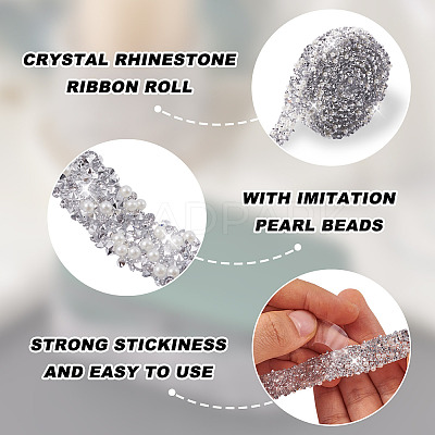 Hotfix Rhinestone Ribbon YS-TAC0001-07-1