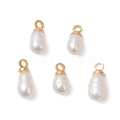 Natural Cultured Freshwater Pearl Rice Charms PALLOY-JF04868-1