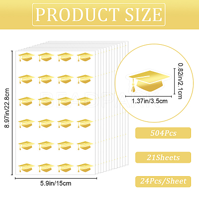 Graduation Caps Gold Foil Self-adhesive Stickers DIY-WH20001-13D-1