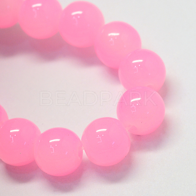 Baking Paint Imitation Jade Glass Round Bead Strands X-DGLA-Q021-10mm-45-1