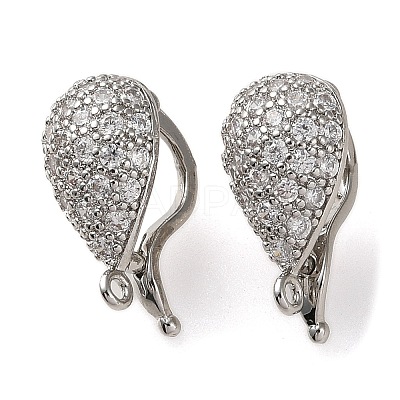 Brass Micro Pave Clear Cubic Zirconia Twister Clasps KK-M254-03P-1