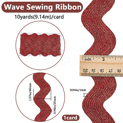 10 Yard Metallic Polyester Wavy Fringe Trim Ribbon SRIB-GF0001-38N-1