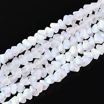 Frosted Transparent Glass Beads Strands GLAA-N054-4mm-01-1