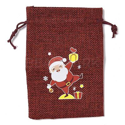 Christmas Theme Jute Cloth Storage Bags ABAG-F010-01B-05-1