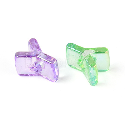 UV Plating Transparent Acrylic European Beads OACR-M027-02Y-1