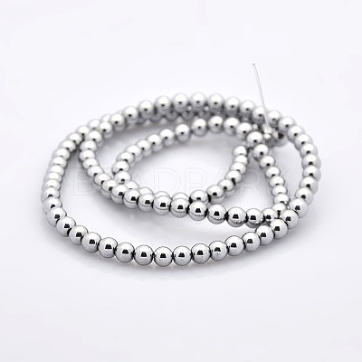 Round Non-magnetic Synthetic Hematite Beads Strands G-P061-66-6mm-1