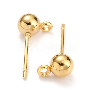304 Stainless Steel Ball Post Stud Earring Findings STAS-Z035-01G-D-1