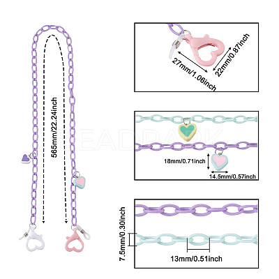 4Pcs 4 Colors Eyeglasses Chains AJEW-BY0001-03-1
