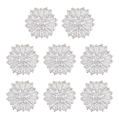 1-Hole Brass Micro Pave Clear Cubic Zirconia Shank Button BUTT-WR0001-07-1