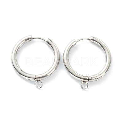 Tarnish Resistant 201 Stainless Steel Huggie Hoop Earring Findings STAS-P283-01K-P-1
