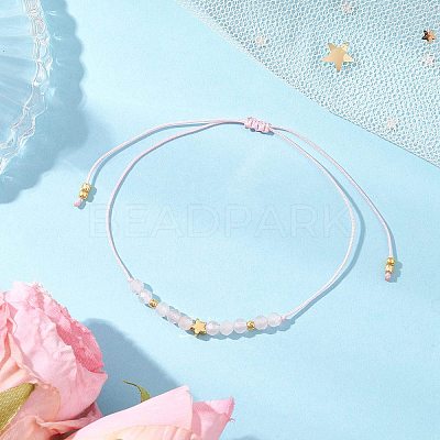 Natural Round Rose Quartz Beads Braided Bead Bracelets for Women BJEW-JB11655-07-1