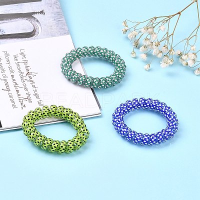 Printed Plastic Telephone Cord Elastic Hair Ties OHAR-R111-15-1