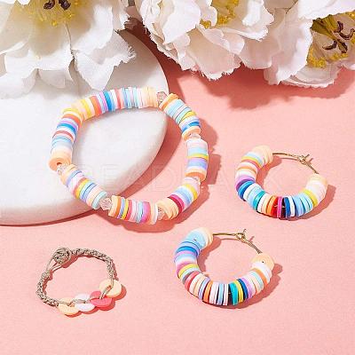 Flat Round Handmade Polymer Clay Bead Spacers CLAY-R067-4.0mm-35-1