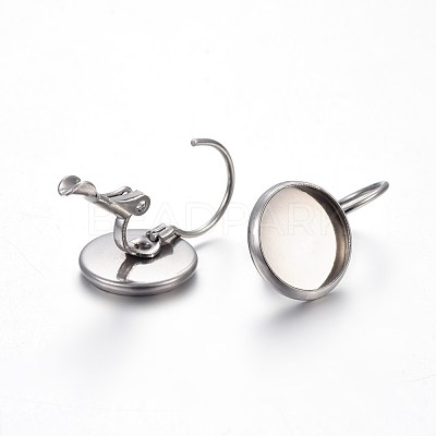 Tarnish Resistant 304 Stainless Steel Leverback Earring Settings STAS-F191-03P-10mm-1