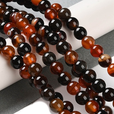 Natural Striped Agate/Banded Agate Beads Strands G-Z060-A01-A13-1