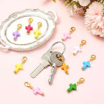 40Pcs 8 Colors Acrylic Pendant Decorations HJEW-YW00529-1