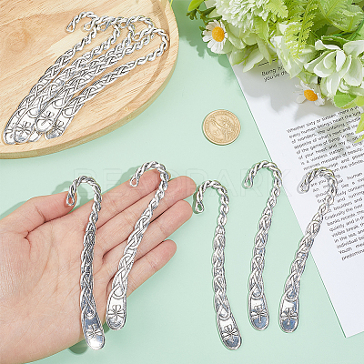 12Pcs Tibetan Style Alloy Bookmark Findings with Holes AJEW-SC0004-43-1