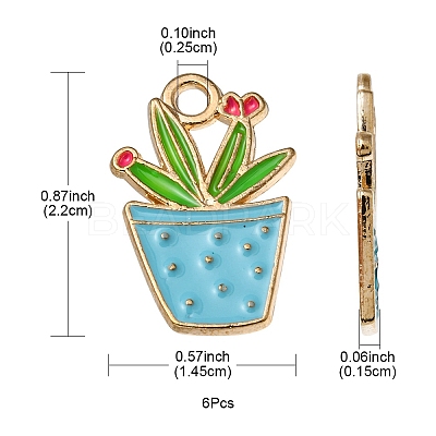6Pcs 6 Colors Alloy Enamel Pendants ENAM-YW0002-47-1