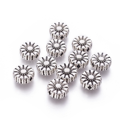 Tibetan Style Alloy Flower Beads TIBEP-GC190-AS-RS-1