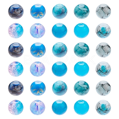 10 Style Spray Painted & Drawbench Transparent & Baking Paint Glass Beads GLAA-YW0001-26B-1