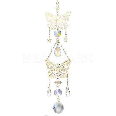 Iron Butterfly Hanging Ornaments HJEW-TA00171-1