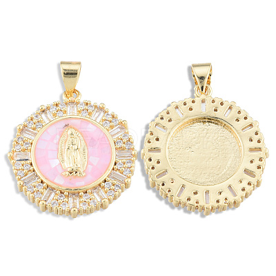 Brass Micro Pave Clear Cubic Zirconia Pendants KK-N227-100-1