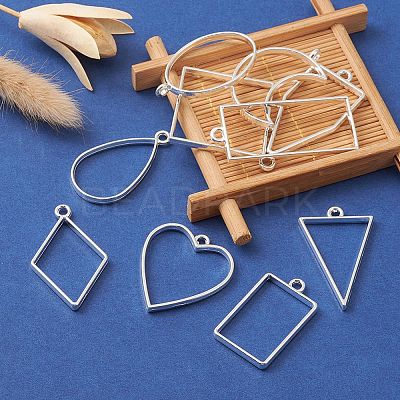 10Pcs Alloy Open Back Bezel Pendants PALLOY-YWC0002-02S-1