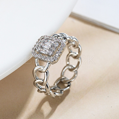 Brass Micro Pave Clear Cubic Zirconia Finger Rings FS-WGF0A01-03-1