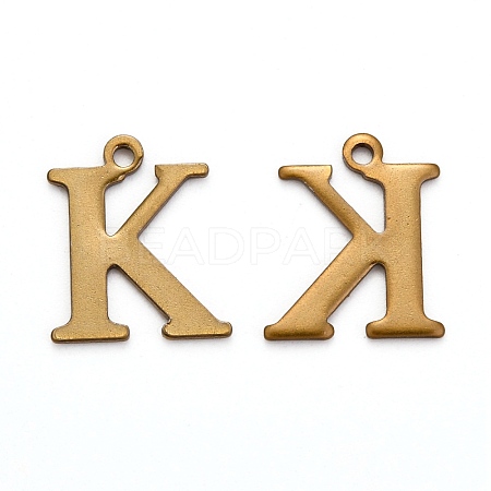 304 Stainless Steel Alphabet Charms STAS-H122-K-AB-1