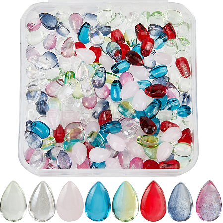 160Pcs 8 Colors Transparent Glass Beads GGLA-SC0001-18-1