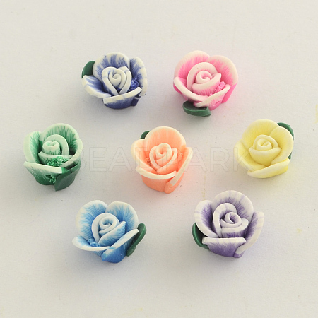 Handmade Polymer Clay Flower Beads CLAY-Q191-M09-1