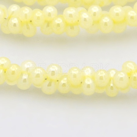 Pearl Luster Plated Glass Bone Beads Strands GLAA-A029A-PL08-1
