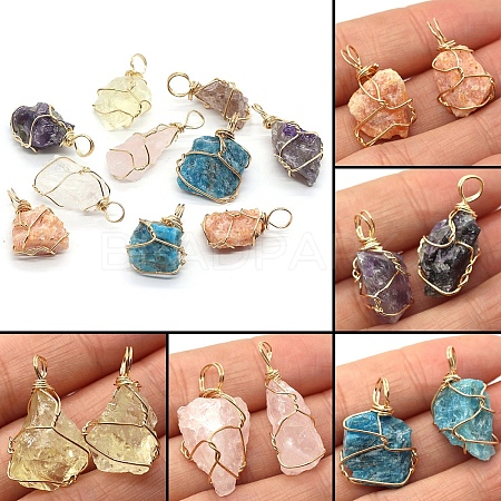 Raw Rough Natural Mixed Gemstone Pendants FIND-PW0020-04-1