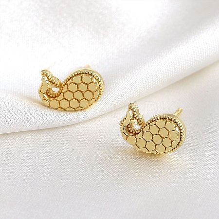 Brass Honeycomb Stud Earrings WGF1300-02-1