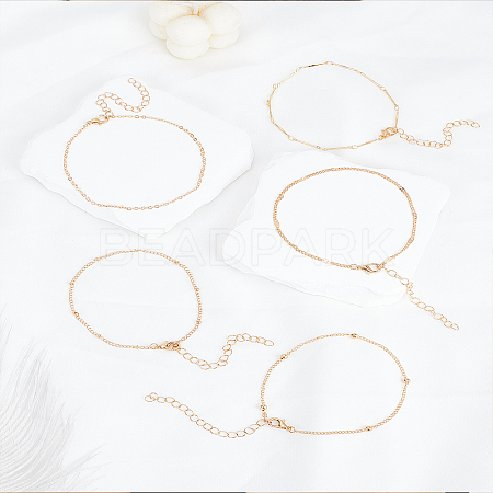 5Pcs Iron Chain Anklet Sets AJEW-LP0007-10LG-1