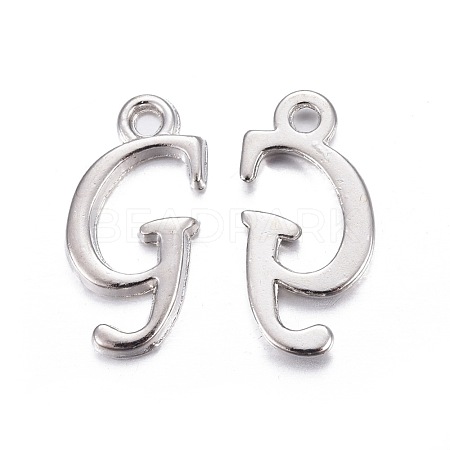Platinum Plated Alloy Letter Pendants X-PALLOY-J718-01P-G-1