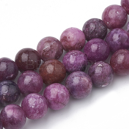 Natural Lepidolite/Purple Mica Stone Beads Strands G-T103-06-1