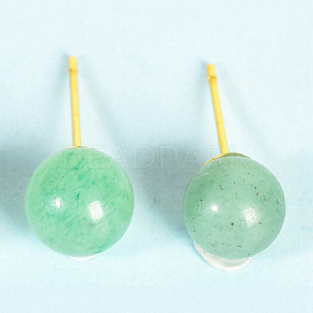 Natural Green Aventurine Studs Earrings PW-WG31515-13-1