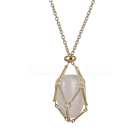 Crystal Cage Holder Necklace X-NJEW-JN04588-1